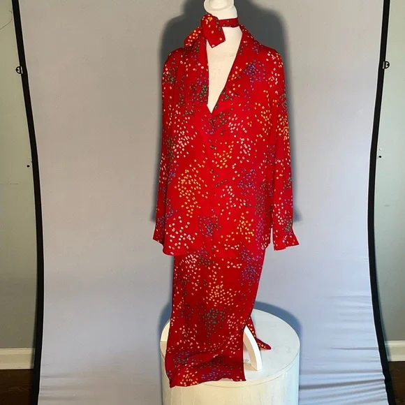 UK Never Fully Dressed Bohochic Vacation 2 piece Wrap Midi Skirt Long Sleeve - Picture 4 of 13